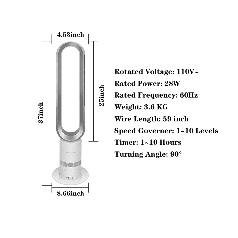 Stylish Bladeless Tower Fan-39inch - Simple Deluxe