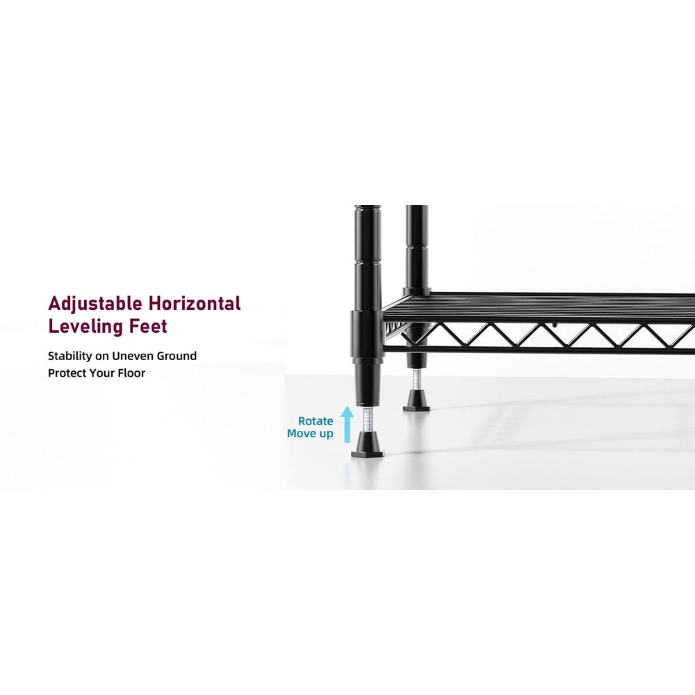Simple Deluxe Heavy Duty 5-Shelf Storage Shelving Unit, 1250lbs Loading Capacity, 29.92" D x 13.98" W x 61.09" H, Black
