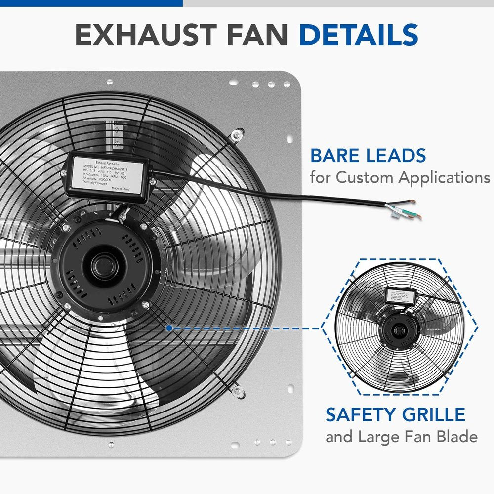 Shutter Exhaust Fan Aluminum 18inch - Simple Deluxe