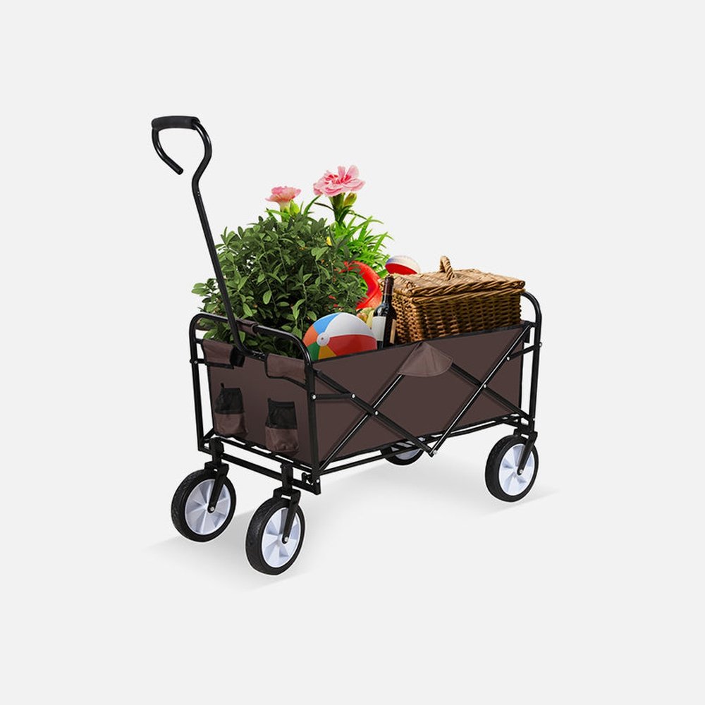 Rolling Collapsible Garden Cart - Brown - Simple Deluxe