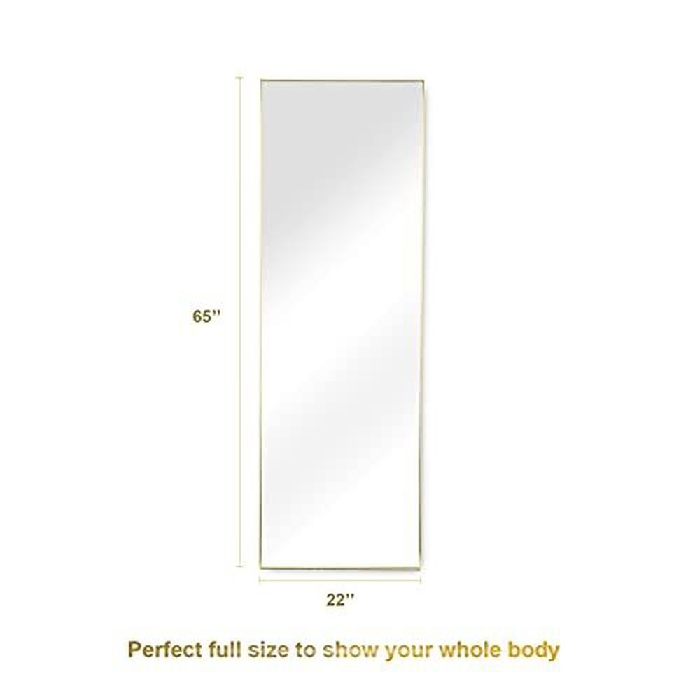 Full Length Floor Mirror with Stand Wall-Mounted Dressing Mirror Gold - Simple Deluxe