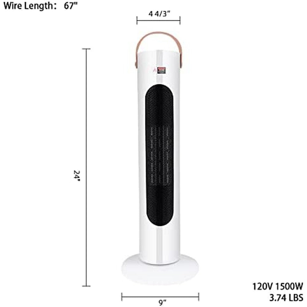 Electric Space Heater, 1500W Whole Room Tower Space Heater with Remote 4 Heat Modes Setting, Overheating Protection, for Bedroom, Office, and Indoor Use, White - Simple Deluxe