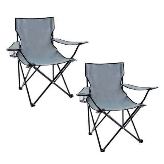 Portable Folding Grey Camping Chair-Large - Simple Deluxe