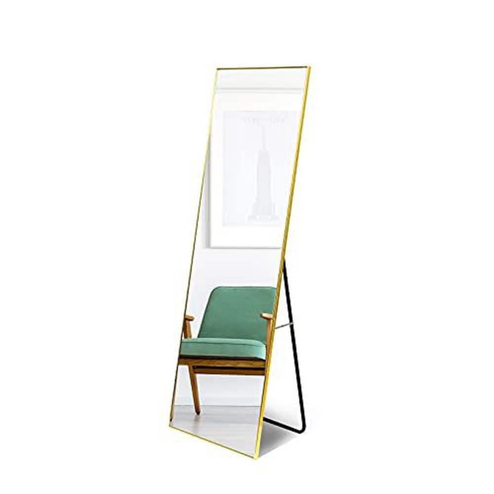 Full Length Floor Mirror with Stand Wall-Mounted Dressing Mirror Gold - Simple Deluxe