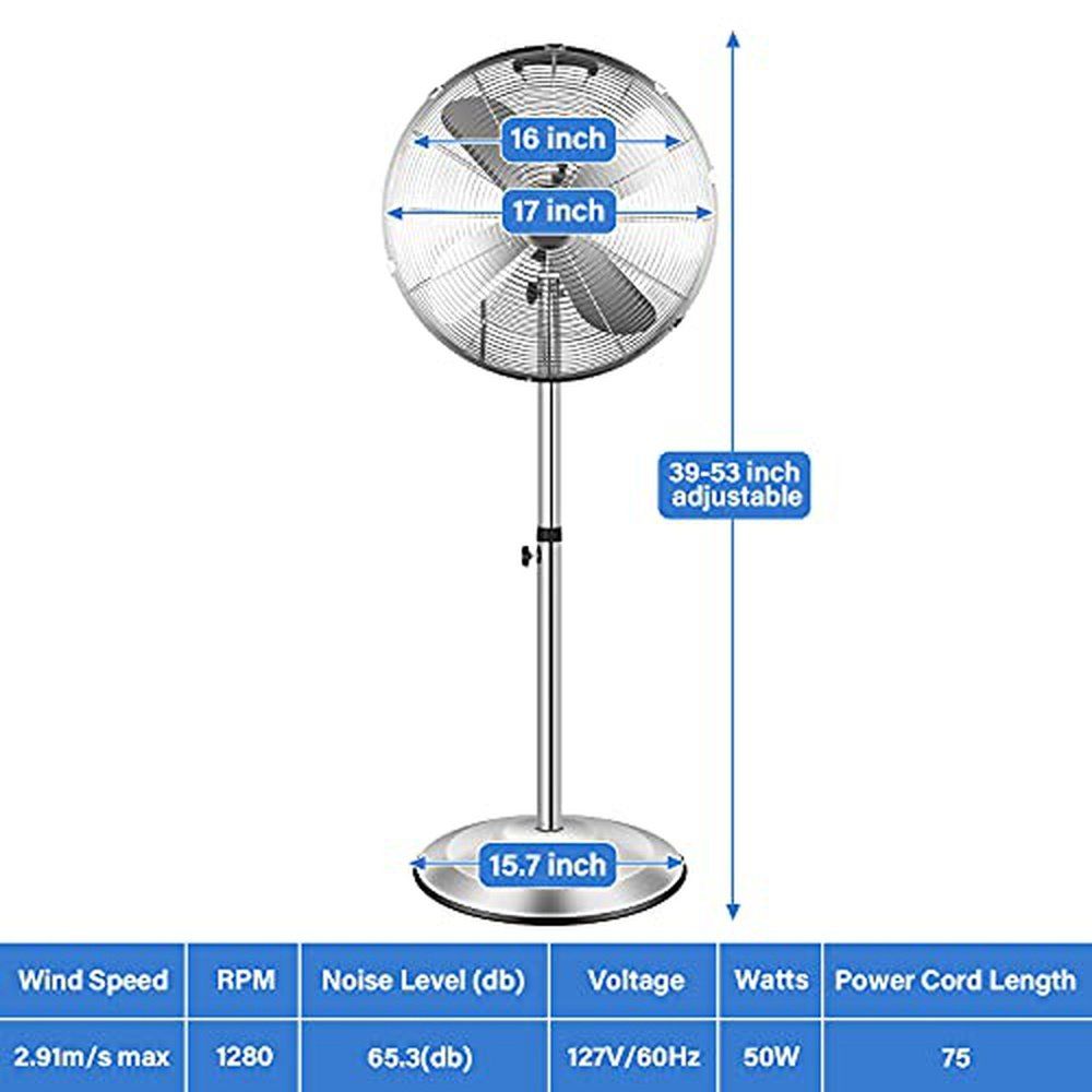 Adjustable Heights Quality Made Durable Stand Fans-16 Inch - Simple Deluxe