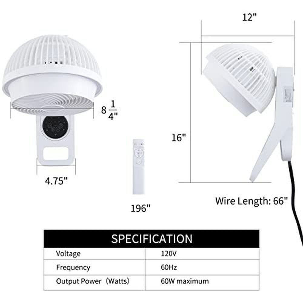 7 inch Wall Mount Fan White - Simple Deluxe