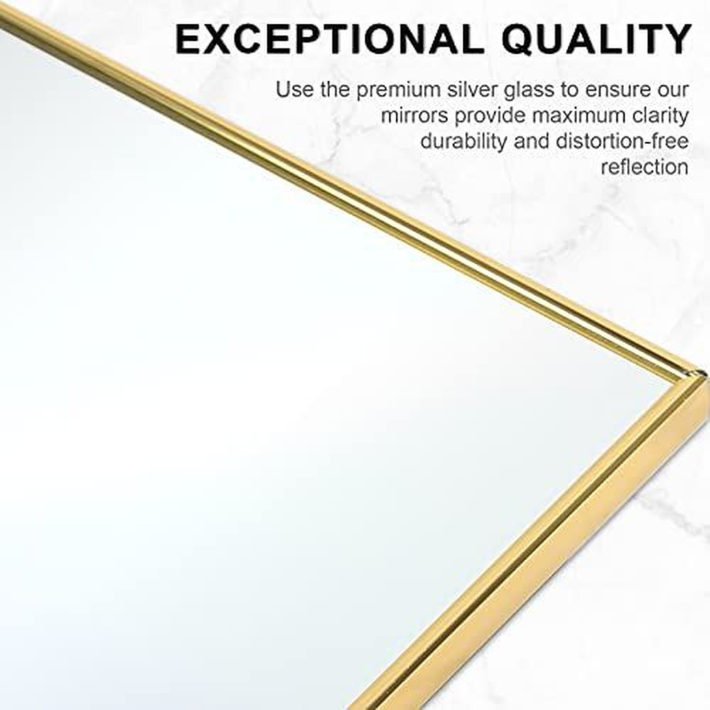 Full Length Floor Mirror with Stand Wall-Mounted Dressing Mirror Gold - Simple Deluxe