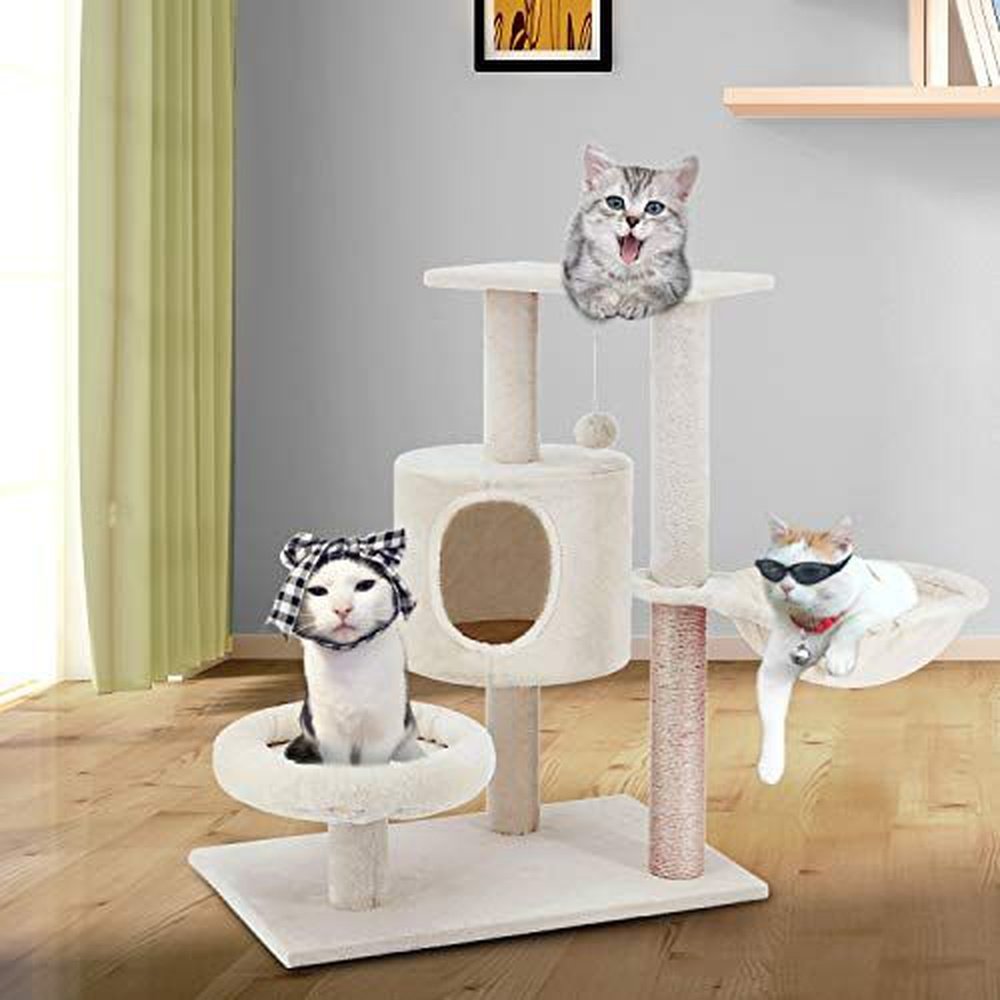 Cat Tree with Platform and Scratching Posts -28inch - Simple Deluxe