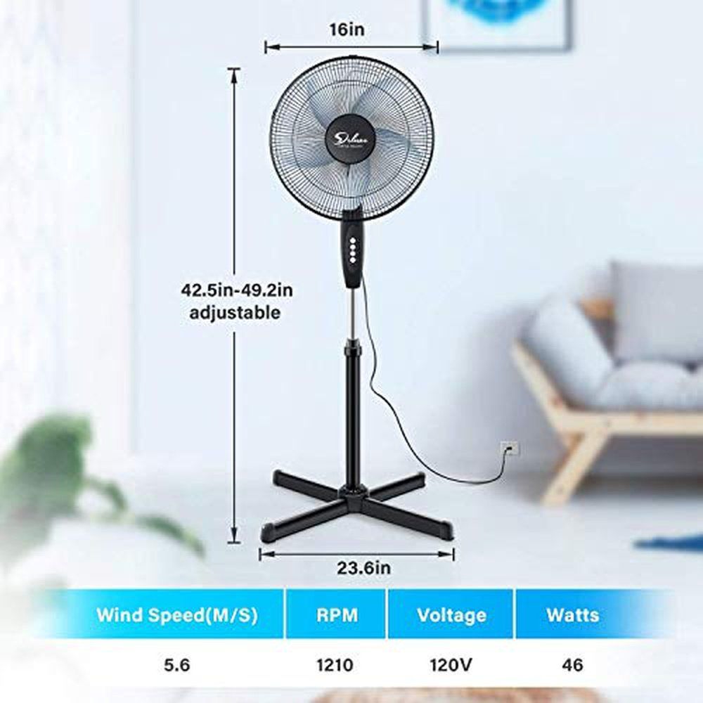 Adjustable Speed Pedestal Stand Fan with Fan Dust Cover- 16 inch - Simple Deluxe