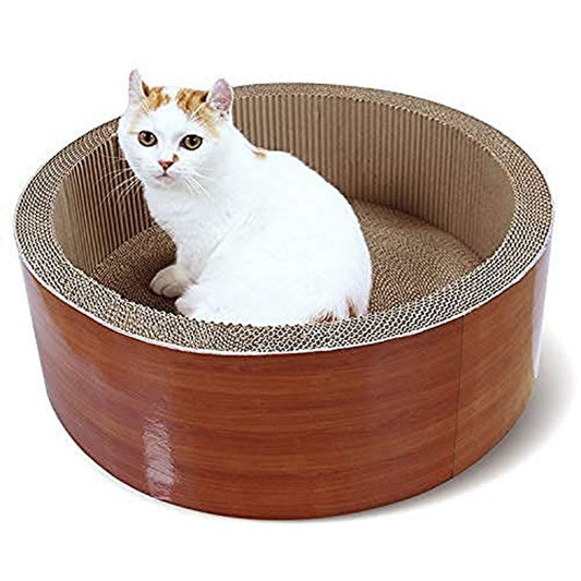 Cat Scratcher Post & Board, Round Cat Scratching Lounge Bed - Simple Deluxe