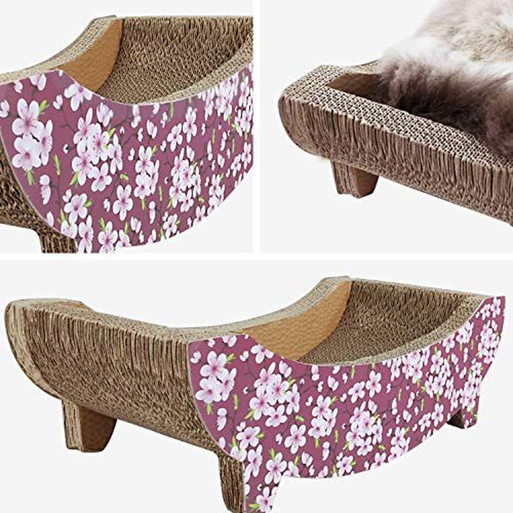 Cat Scratching Post Lounge Bed Boat Shape Cat Scratcher Cardboard - Simple Deluxe