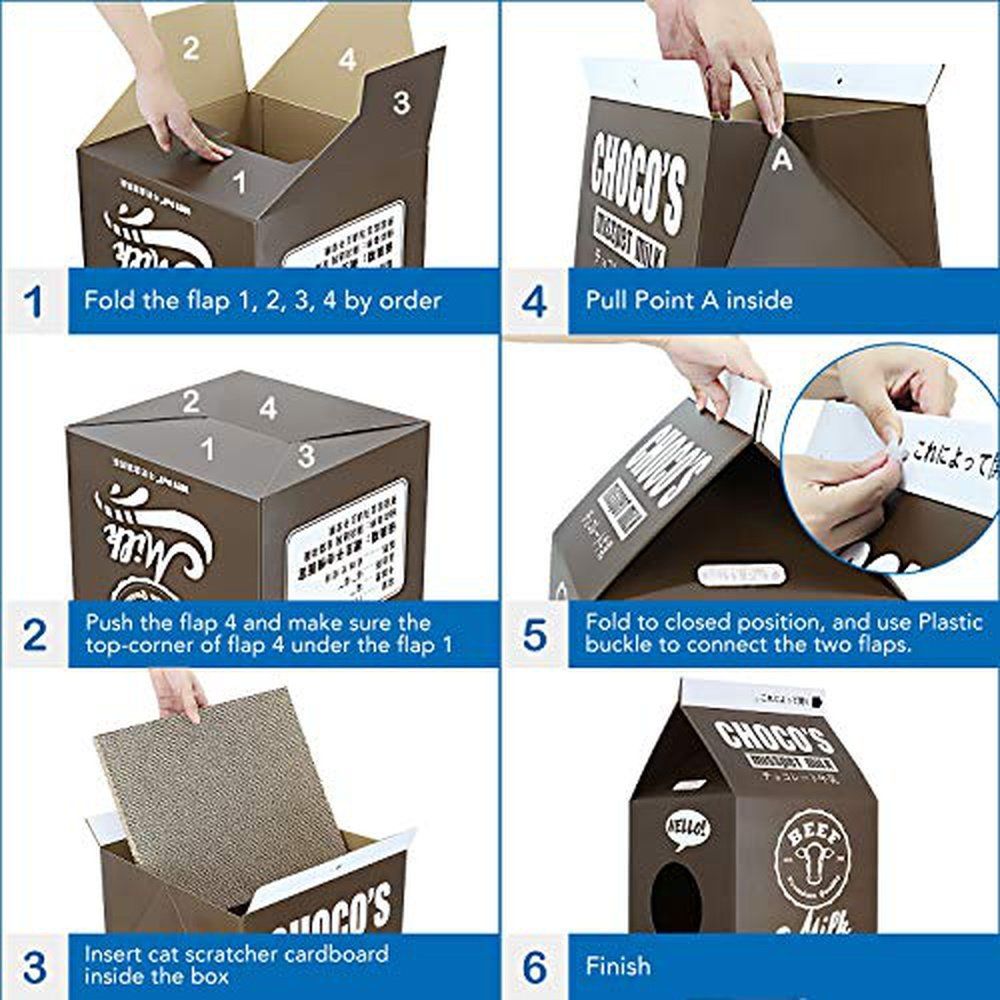 Cat Condo Scratcher Post Cardboard Milk Box Shape -red - Simple Deluxe