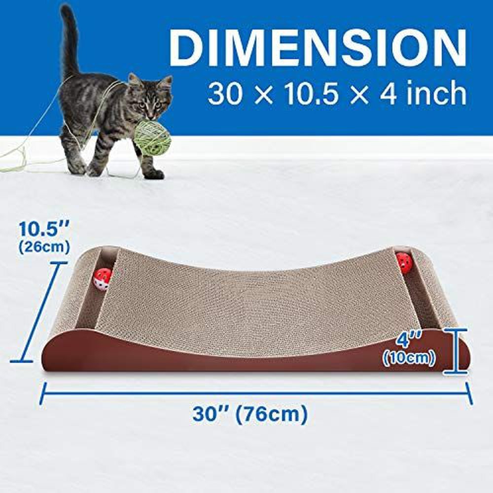 Cat Scratcher Cardboard Lounge Bed with Bell Ball Toy - Simple Deluxe