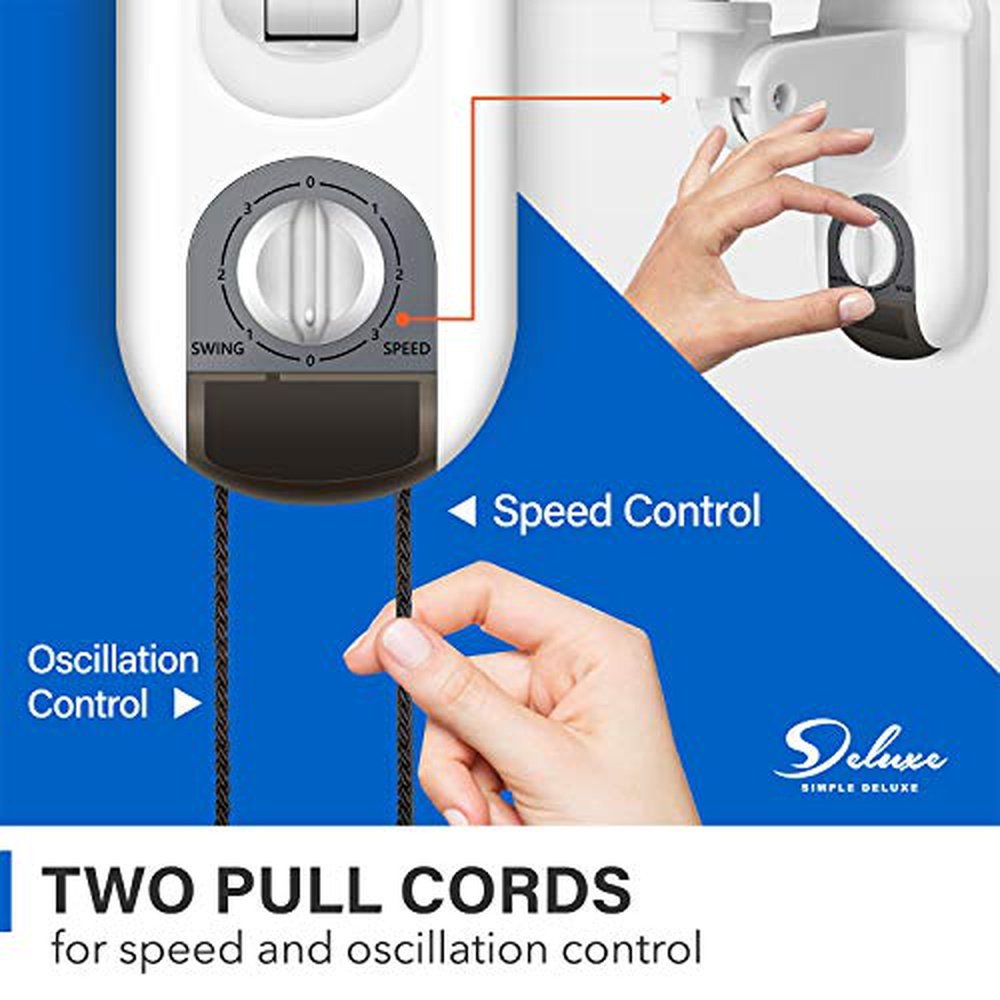 Quiet Operation Household Wall Mount Fans Oscillating, 2 Pack - Simple Deluxe