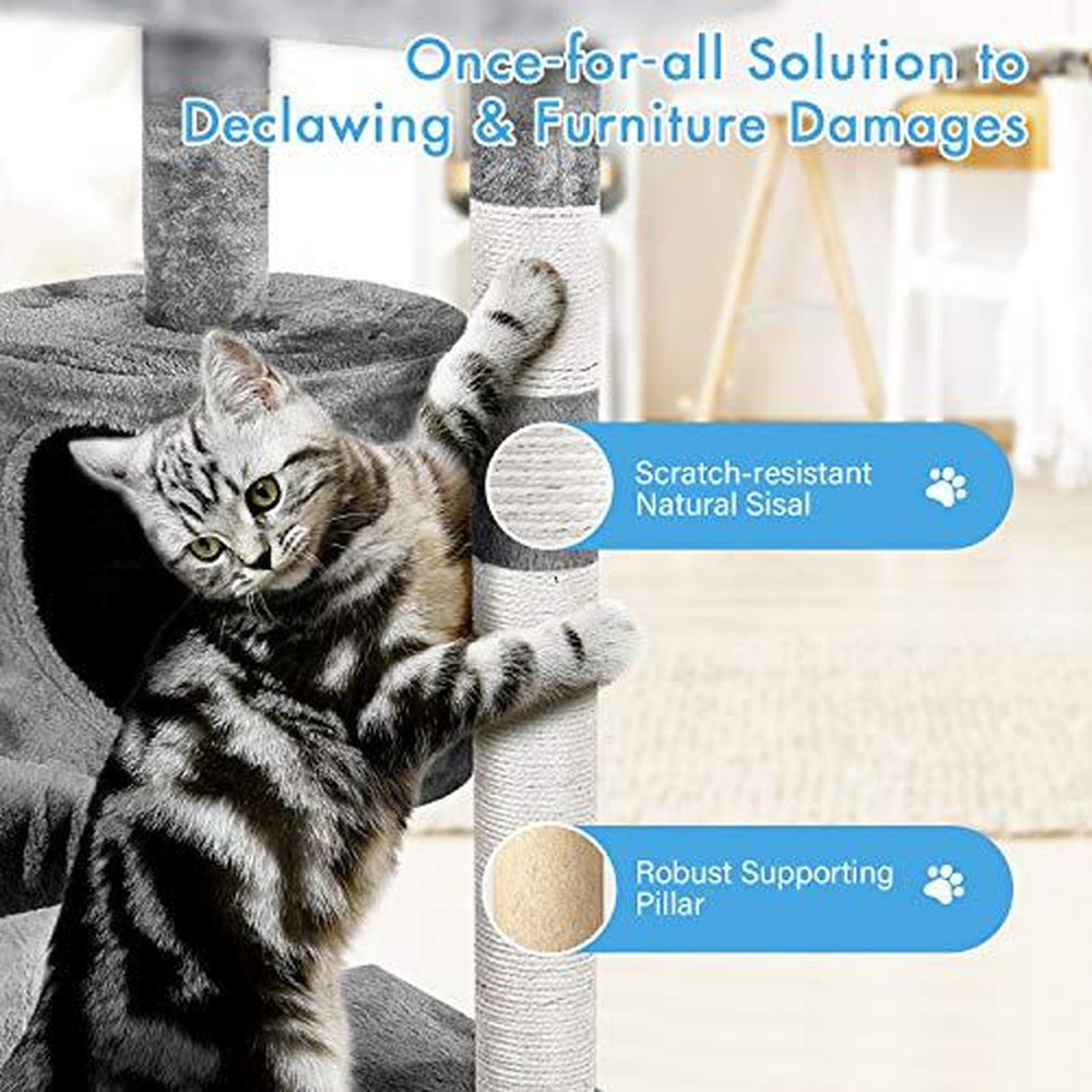Cat Tree with Platform and Scratching Posts Cat Tower for Indoor Cats - Simple Deluxe