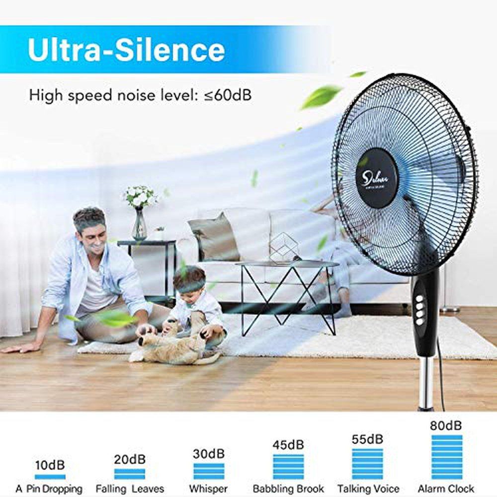 Adjustable Speed Pedestal Stand Fan with Fan Dust Cover- 16 inch - Simple Deluxe