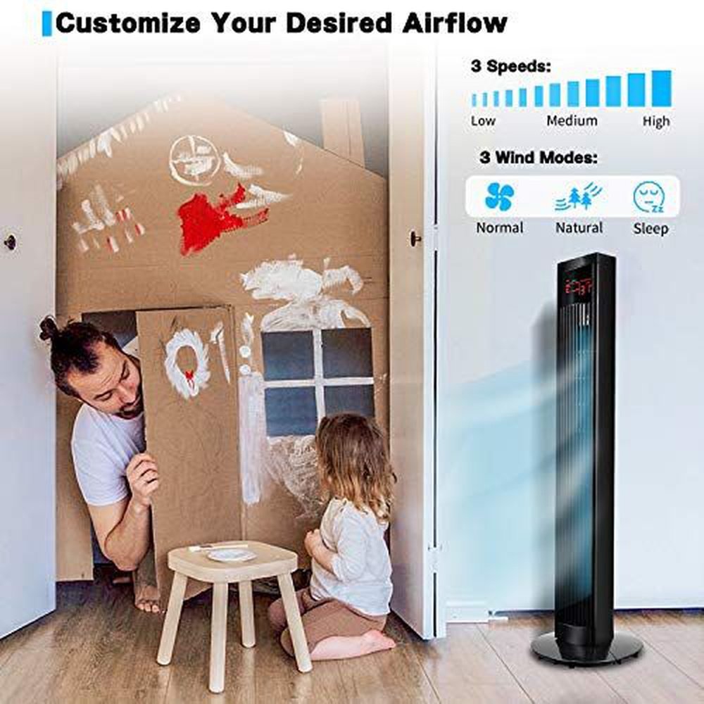 Electric Tower Fan with Remote Control -32inch - Simple Deluxe
