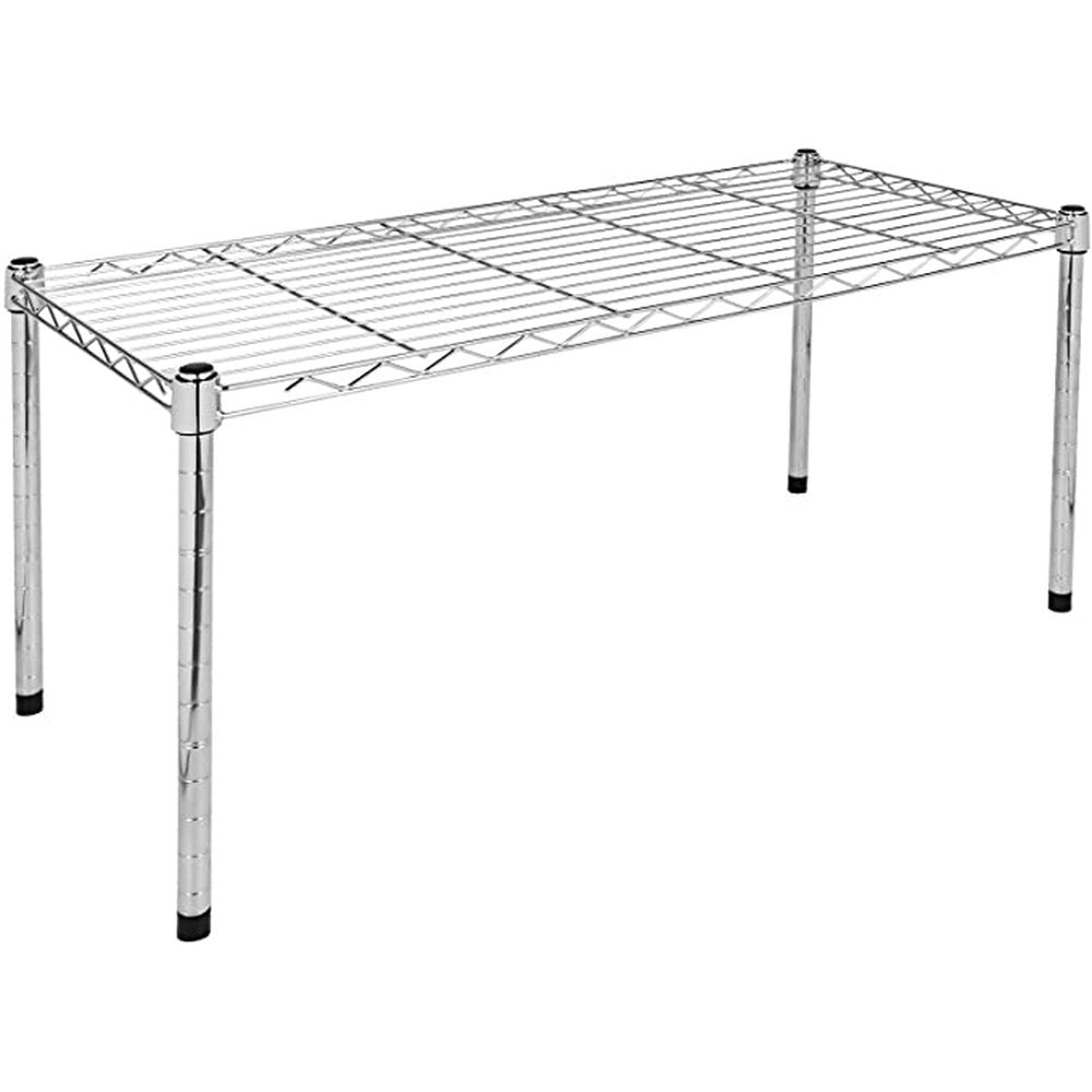 Heavy Duty 1-Shelf Shelving, Adjustable Storage Units, Steel Organizer Wire Rack, 30" W x 14" D x 15" H, Chrome - Simple Deluxe