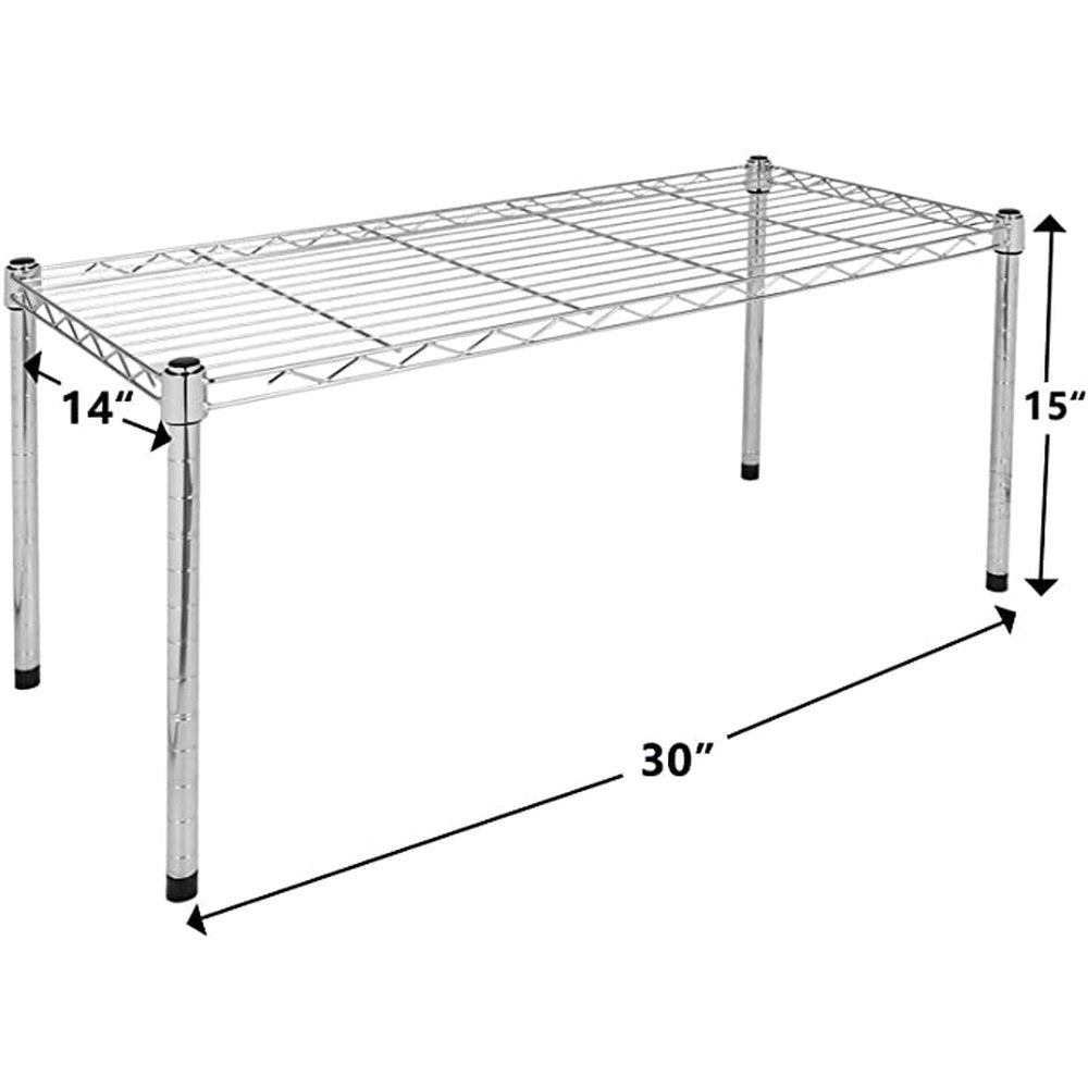 Heavy Duty 1-Shelf Shelving, Adjustable Storage Units, Steel Organizer Wire Rack, 30" W x 14" D x 15" H, Chrome - Simple Deluxe