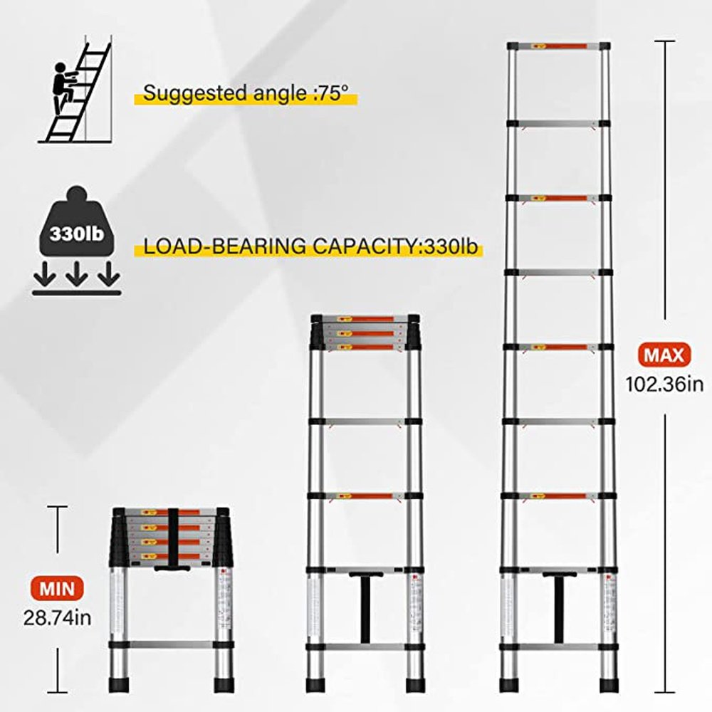 Simple Deluxe Telescoping Ladder 8.5FT - Simple Deluxe