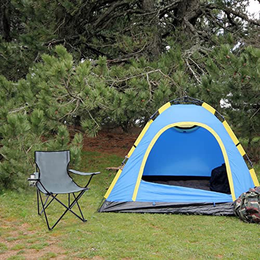 Portable Folding Grey Camping Chair-Large - Simple Deluxe