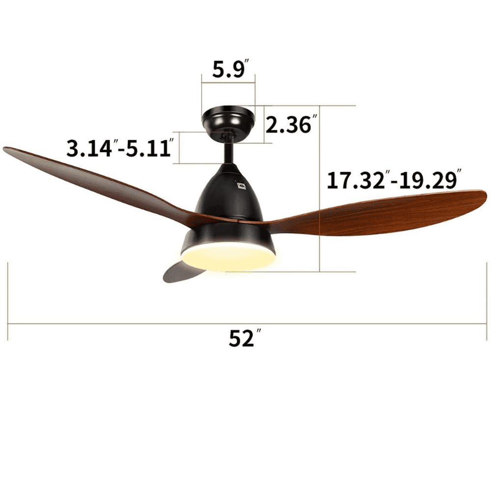 Ceiling Fan with LED Frosted Light and Remote Control 52inch - Simple Deluxe