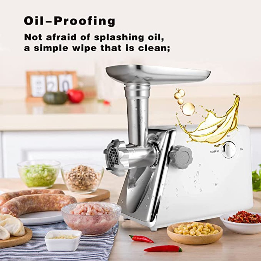 Simple Deluxe Electric Meat Grinder, Heavy Duty Meat Mincer, Food Grinder with Sausage & Kubbe Kit, 3 Grinder Plates, 600W Power, Easy to Clean and Install, Suitable for Home Kitchen, White - Simple Deluxe