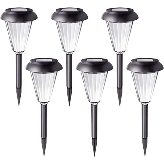 Solar Lights Outdoor Waterproof Solar Powered Wireless LED Garden Lights Auto On/Off for Yard Patio Walkway Landscape In-Ground Spike Pathway, 6 Count Black - Simple Deluxe