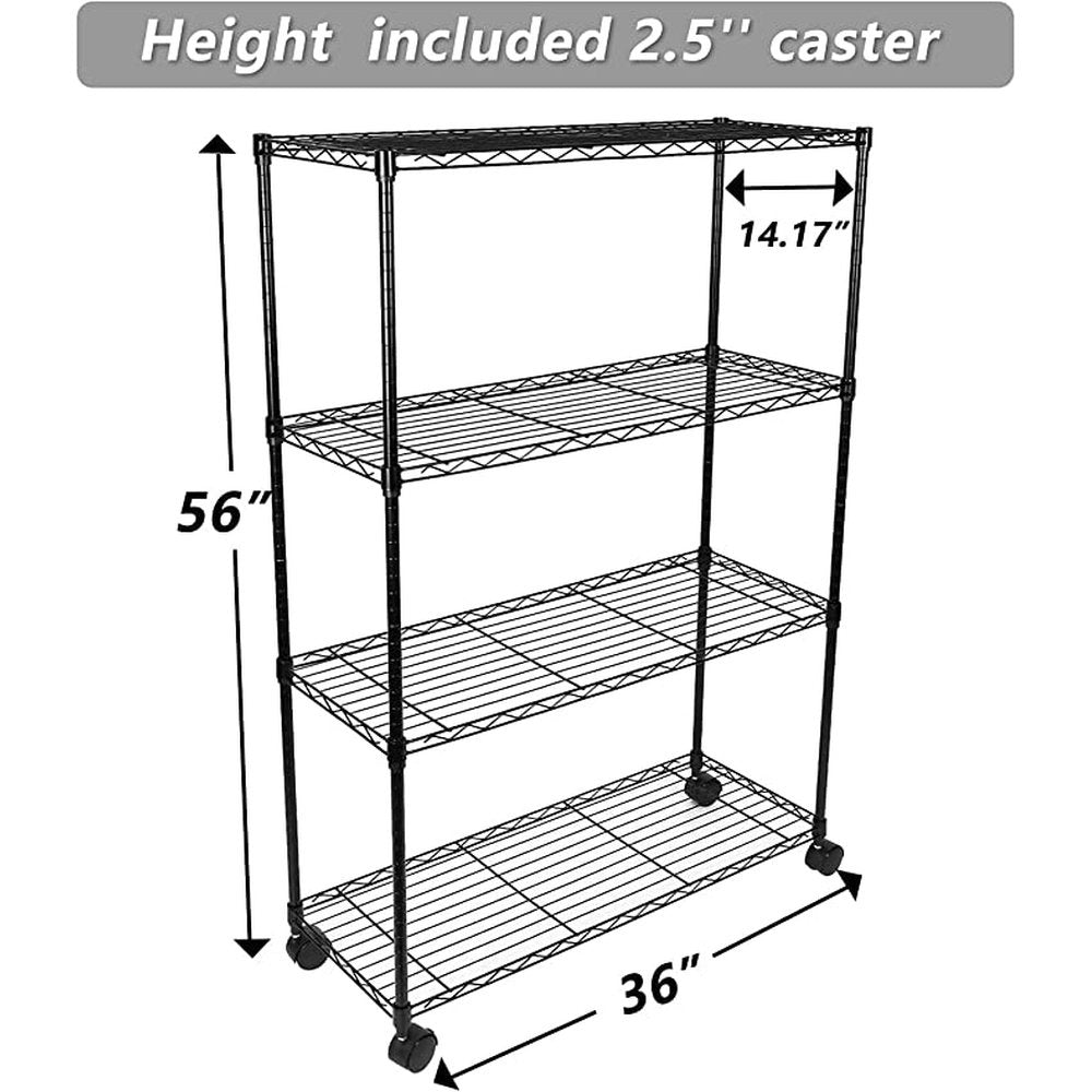4-Tier Heavy Duty Storage Shelving Unit ,Black,36Lx14Wx54H inch, 1 Pack - Simple Deluxe