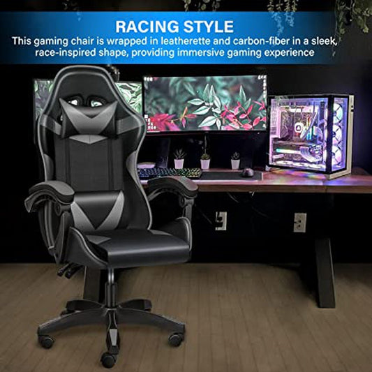 Gaming Ergonomic Chair Without Footrest - Black/Grey - Simple Deluxe