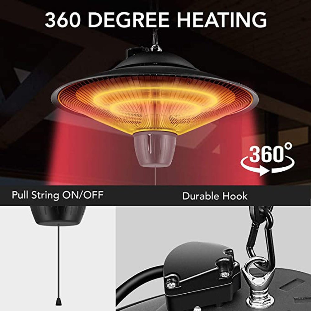 Simple Deluxe Patio Portable Outdoor Heating for Balcony, Courtyard, With Overheat Protection, Ceiling-Mounted Heater - Simple Deluxe