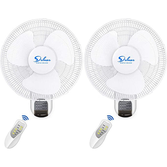 2 Pack-16 Inch Digital Wall Mount Fan with Remote Control - Simple Deluxe