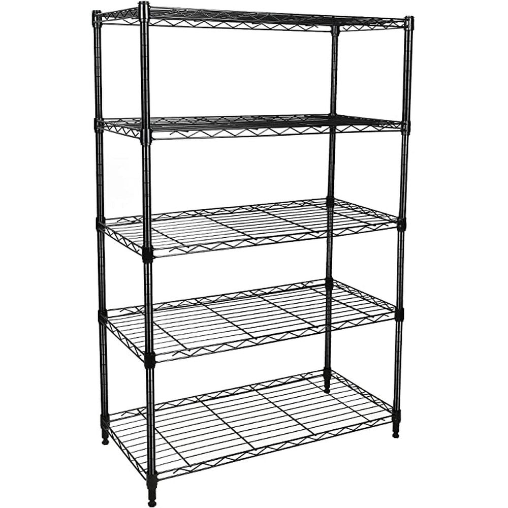 Heavy Duty 5-Shelf Shelving Unit,Plug Version, 29" D x 14" W x 61" H, Black, 5 Tier - Simple Deluxe