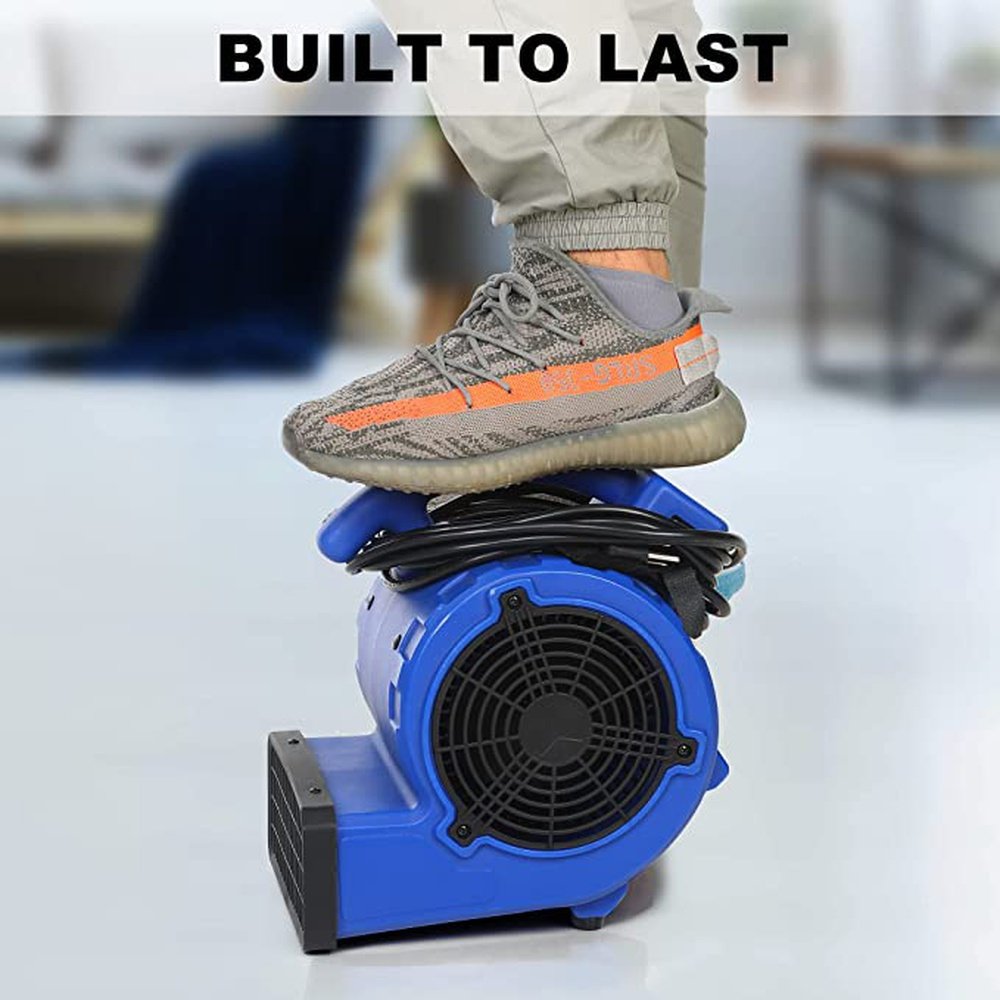 Simple Deluxe 305 CFM Mini Floor Blower Fan for Water Damage, Blue, 12 Inch - Simple Deluxe
