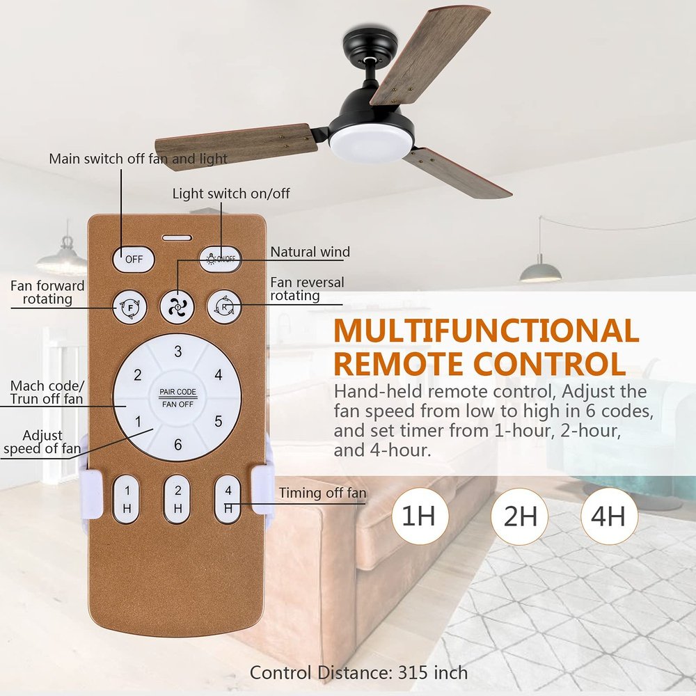 Modern LED Light Ceiling Fan Noble Bronze 44-inch - Simple Deluxe