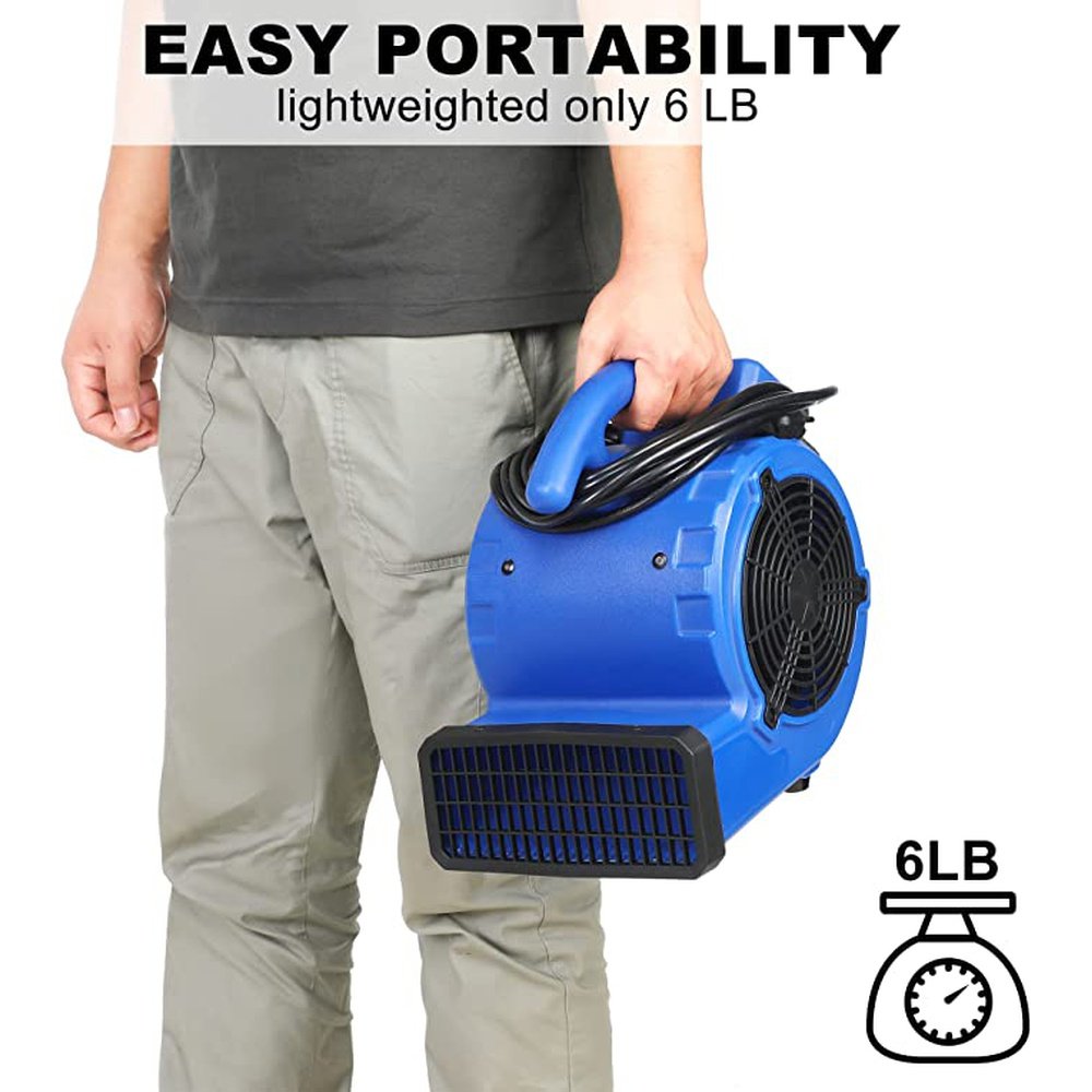 Simple Deluxe 305 CFM Mini Floor Blower Fan for Water Damage, Blue, 12 Inch - Simple Deluxe