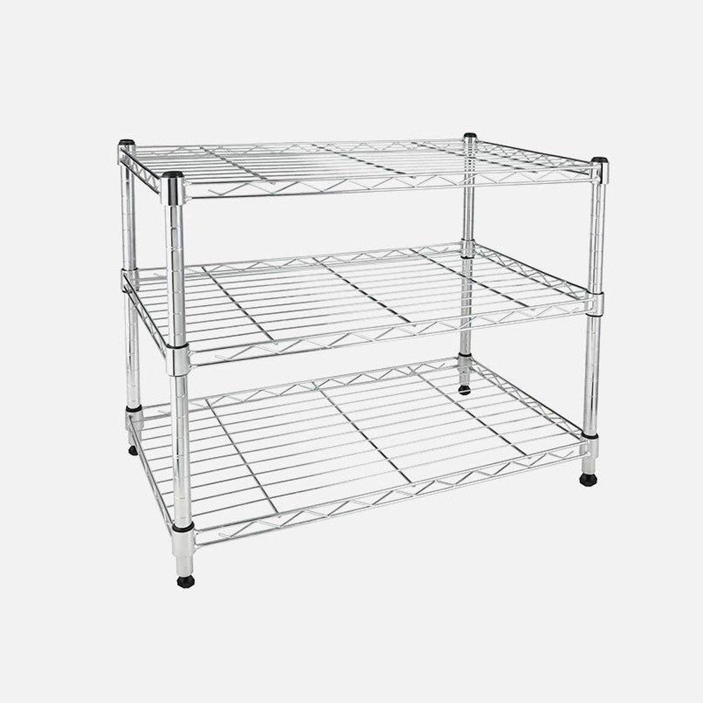 Adjustable Steel Storage Chrome Shelves 3-Tier - Simple Deluxe