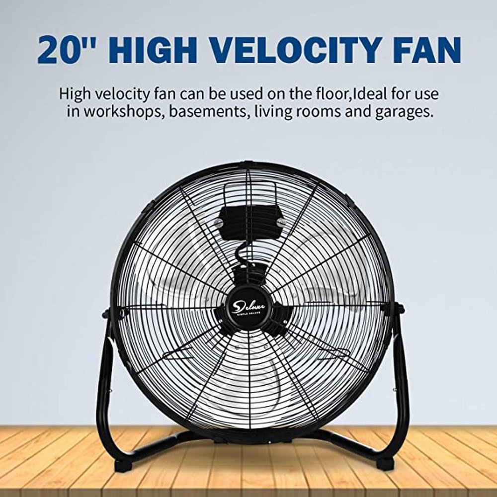 Simple Deluxe 20 Inch 3-Speed High Velocity Heavy Duty Metal Industrial Floor Fans - Simple Deluxe