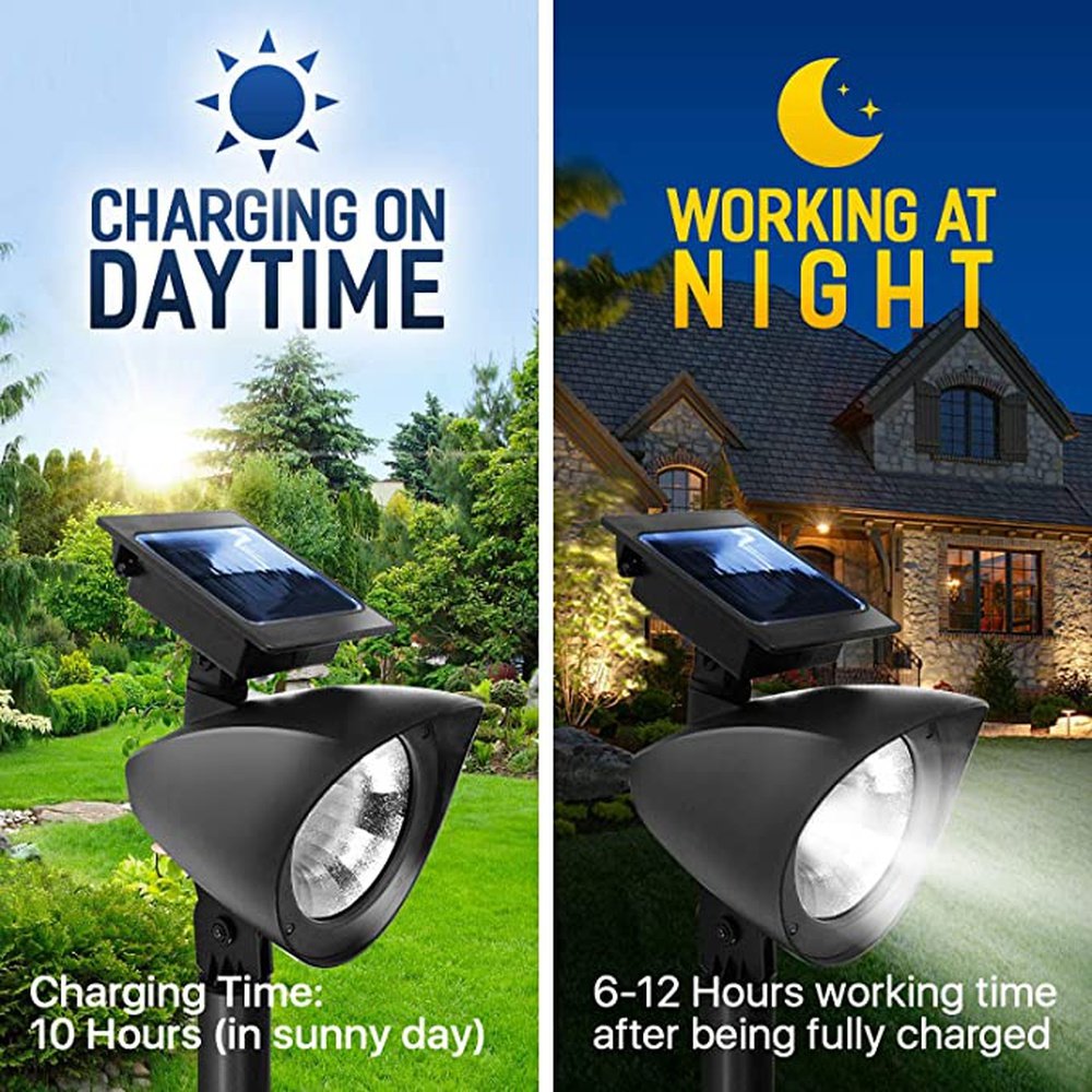 Simple Deluxe LED Solar Spotlights Outdoor Bright Adjustable In-Ground Light Landscape Light Security Lighting, 2 Pack, Black - Simple Deluxe