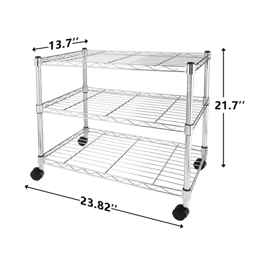 Adjustable Steel Storage Chrome Shelves 3-Tier - Simple Deluxe