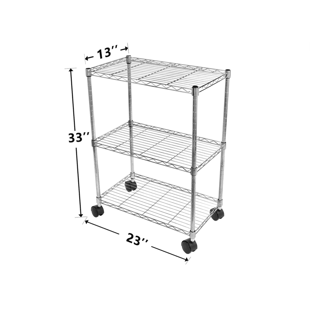 Adjustable Steel Storage Chrome Shelves 3-Tier (Higher) - Simple Deluxe