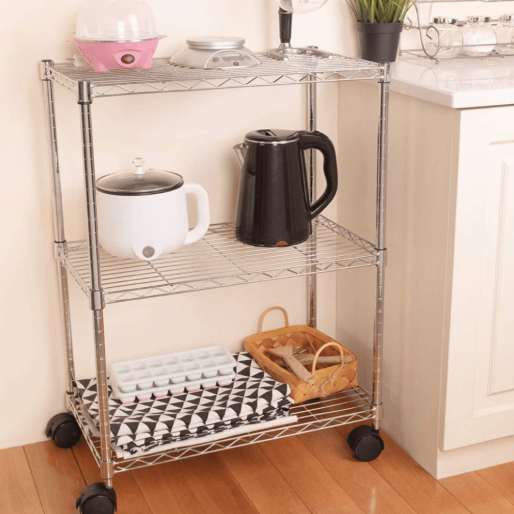 Adjustable Steel Storage Chrome Shelves 3-Tier (Higher) - Simple Deluxe