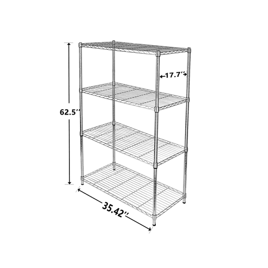 Adjustable Steel Storage Chrome Shelves 4-Tier - Simple Deluxe