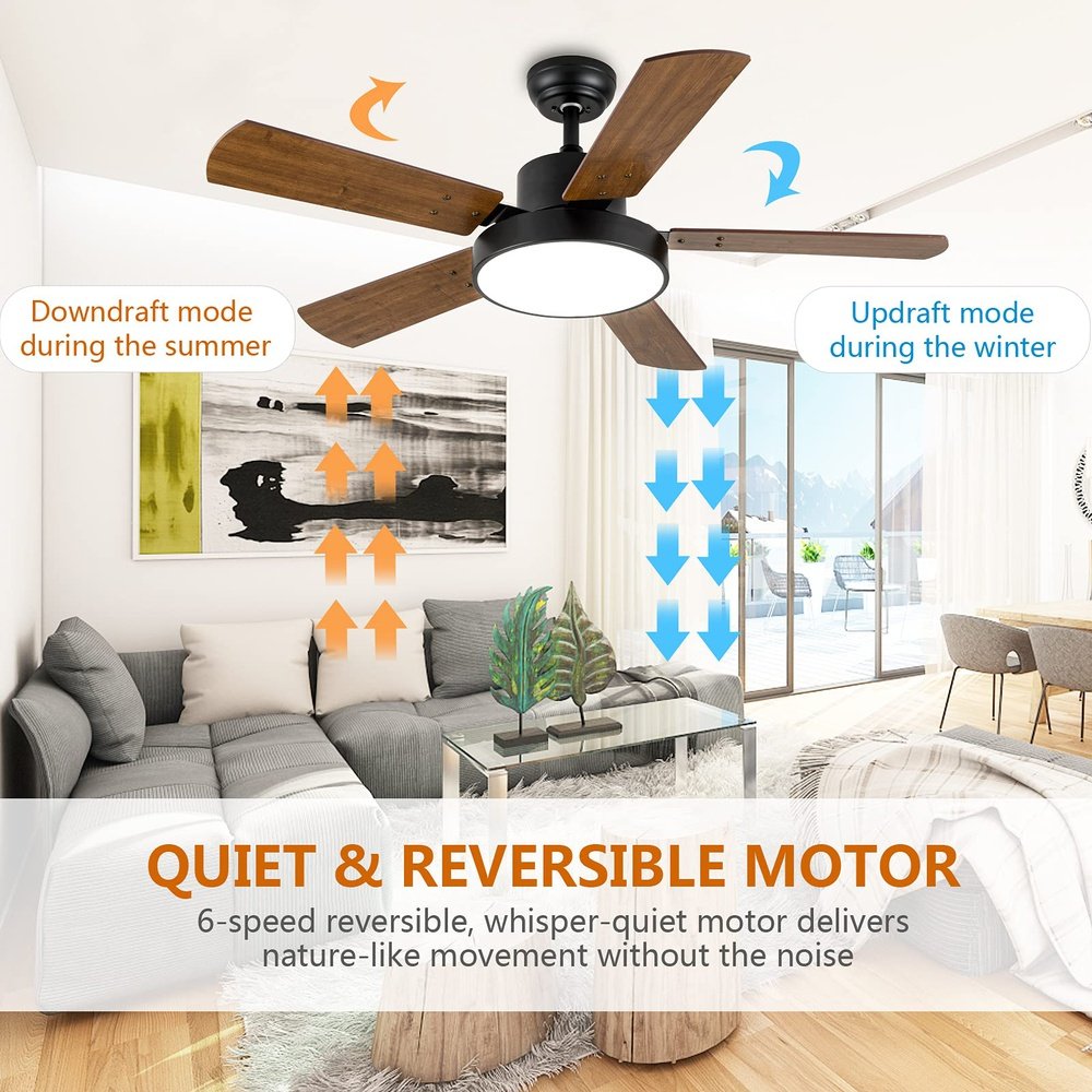 Modern LED Light Ceiling Fan Bronze 44 inch Simple Deluxe