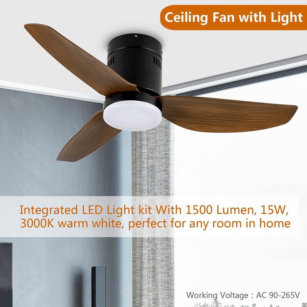 Modern LED Light Ceiling Fan Farmhouse Bronze 40inch - Simple Deluxe