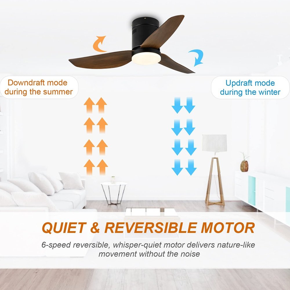 Modern LED Light Ceiling Fan Farmhouse Bronze 40inch - Simple Deluxe