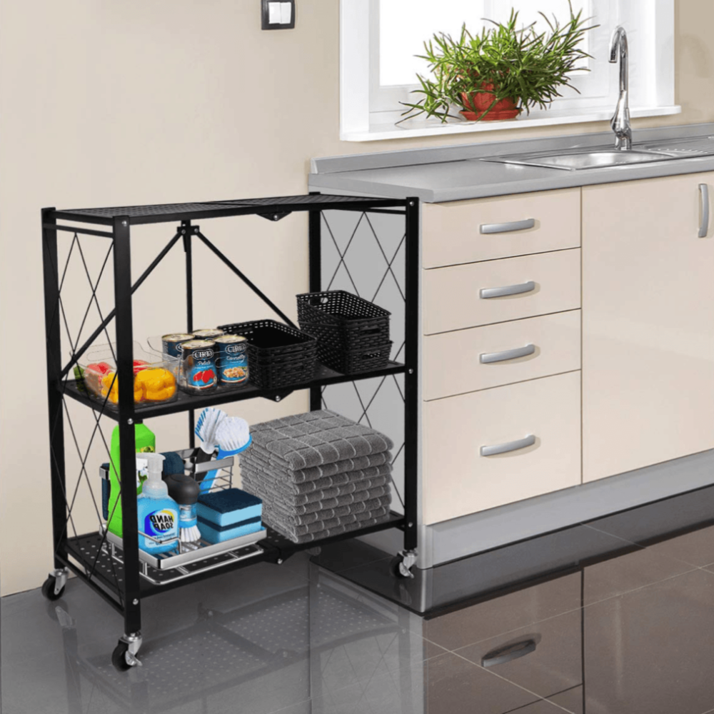 Foldable Series Metal Rack Shelves 3-Tier – Simple Deluxe