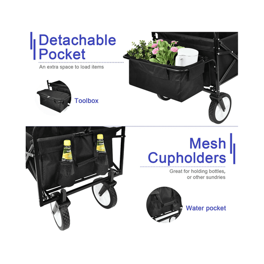 Heavy Duty Folding Portable Hand Cart with Removable Canopy - Simple Deluxe