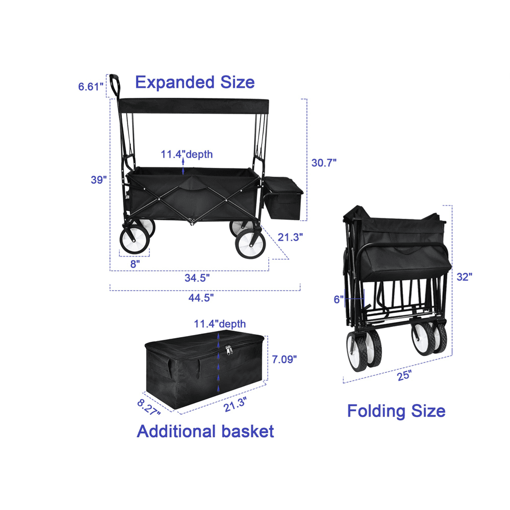 Heavy Duty Folding Portable Hand Cart with Removable Canopy - Simple Deluxe