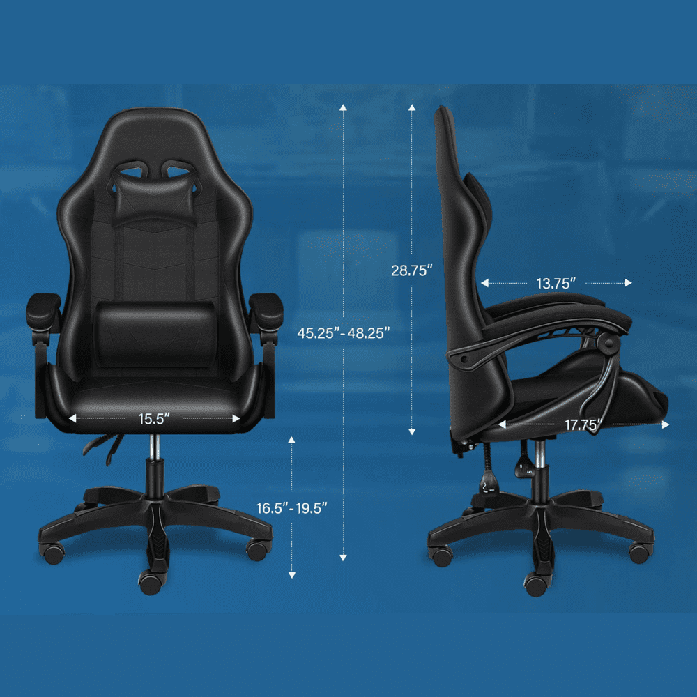 Gaming Ergonomic Swivel Chair without Footrest - Black - Simple Deluxe